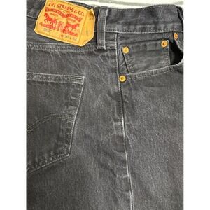 Levi Strauss Co 501 Black Denim Jeans W30 L32 Button Fly Straight Leg, grunge